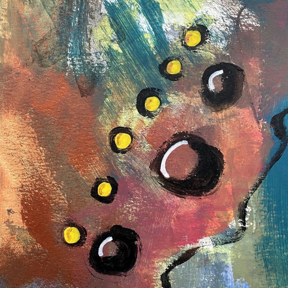 Copper Minds - Original Wall Art Handmade Acrylic Abstract Matted Painting 8x10